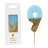 Blue Glitter Number Candle - 9
