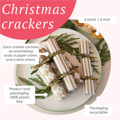 Gold Harlequin Mini Christmas Crackers - 6 Pack | Christmas Decor |
