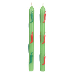 Green Chilli Dinner Candles - 2 Pack | Outdoor Dining Decor |