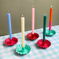 Green Scalloped Metal Candle Holder | Home Decor Gifts |