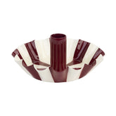 Burgundy Stripe Scalloped Candle Holder | Christmas Candle Holder |