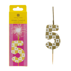 Gold Number Sparkler Duo Birthday Candle - 5 | Cake Candles |