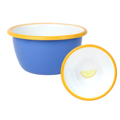 Lemon Blue Enamel Bowl - 10cm | Summer Gifts |