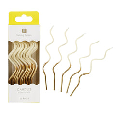 Gold & White Twist Birthday Candles - 20 Pack | Cake Candles |