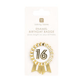 Gold Enamel Milestone Birthday Pin Badges