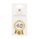 Gold Enamel Birthday Pin Badge - 40 | Birthday Gifts |