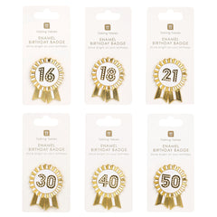 Gold Enamel Birthday Pin Badge Set | Birthday Gifts |