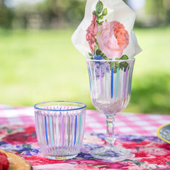 Blue & White Striped Glass Tumblers | Summer Glassware |