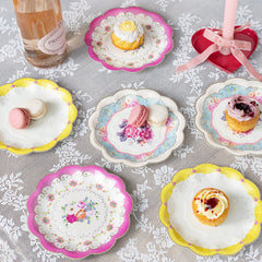 Floral Pattern Paper Plates - 24 Pack | Tea Party Decor |