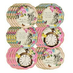 Alice in Wonderland Dainty Paper Plates - 24 Pack | Tea Party Decor |