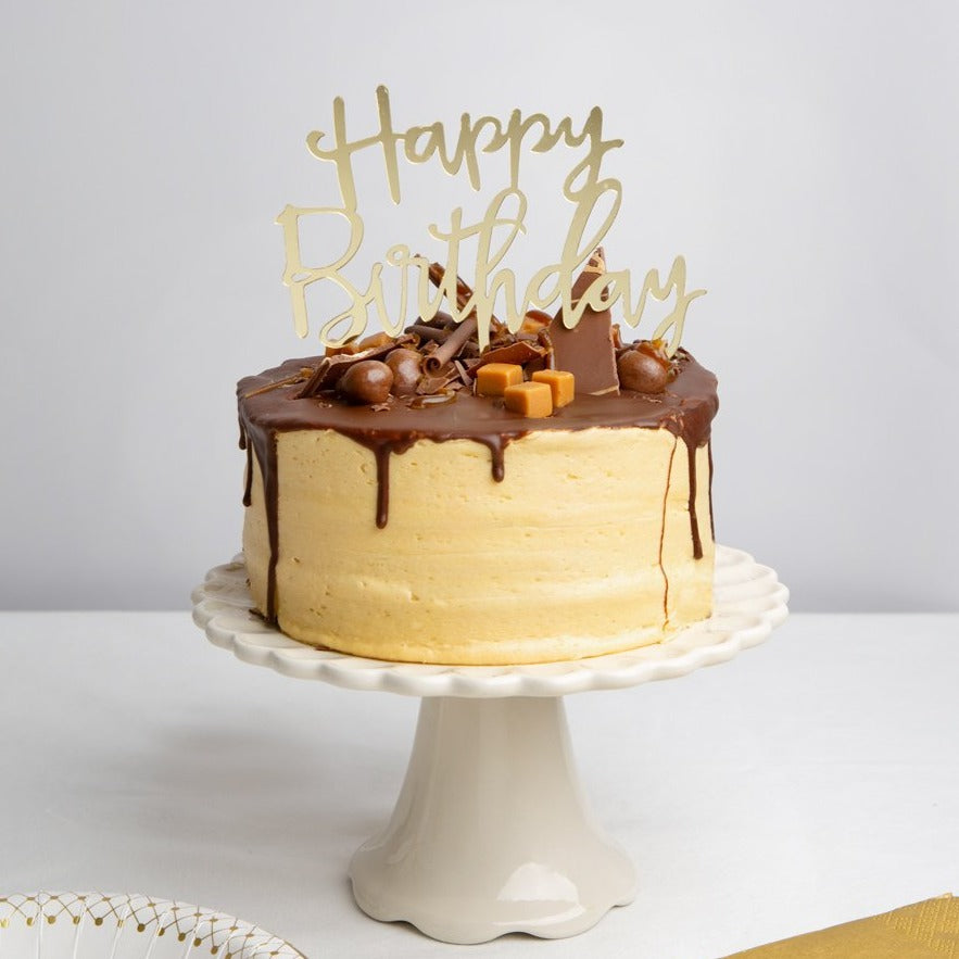 Gold Happy Birthday Cake Topper
