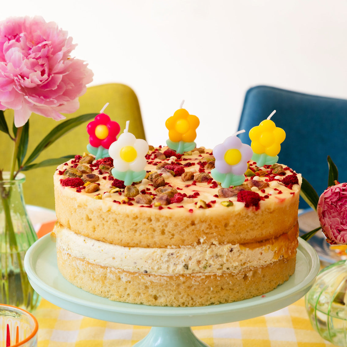 Daisy Multi Colored Birthday Candles - 5 Pack | Cake Candles |