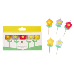 Daisy Multi Colored Birthday Candles - 5 Pack | Cake Candles |