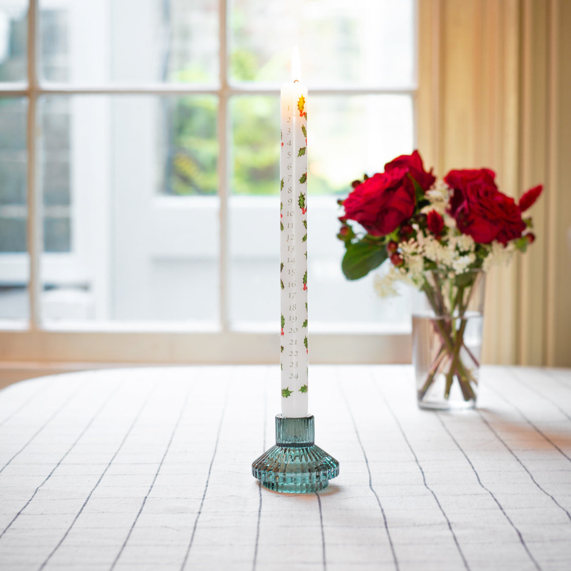 Botanical Holly Christmas Advent Candles | Christmas Countdown |