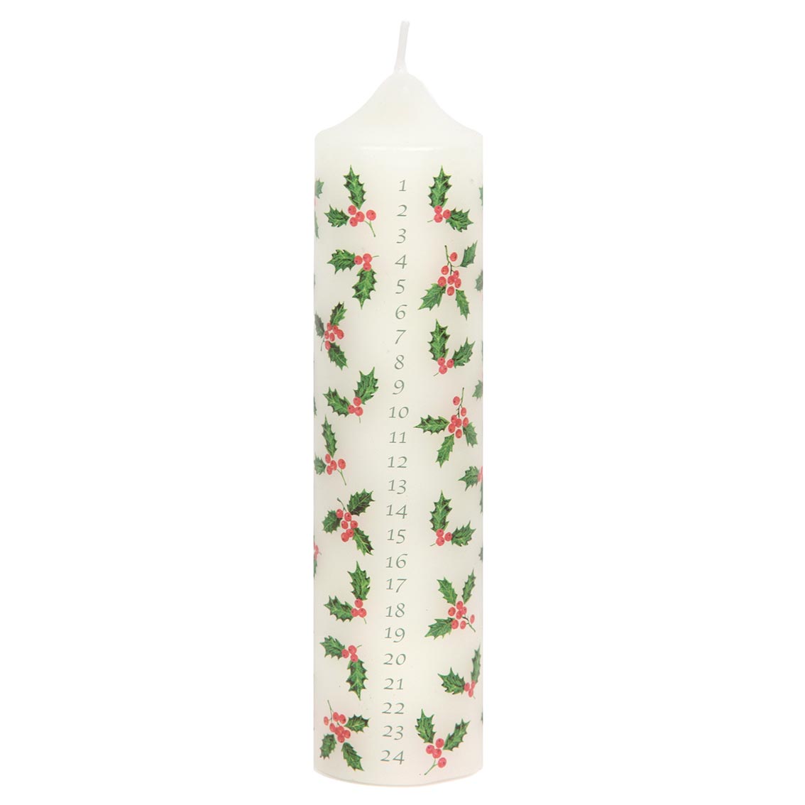 Holly Christmas Pillar Advent Candles | Christmas Countdown |