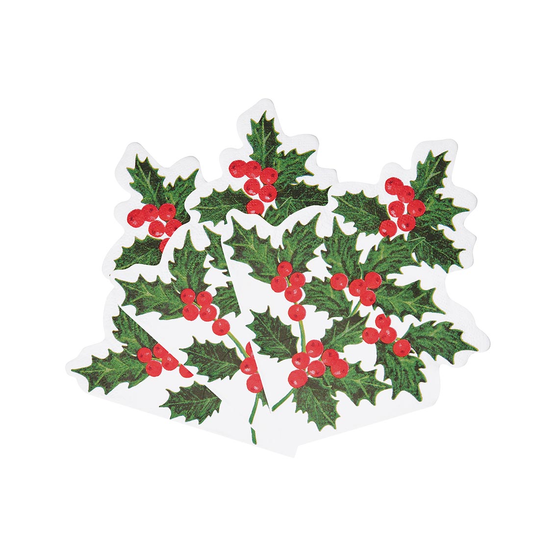 Holly Shaped Paper Napkins - 20 Pack | Christmas Napkins |