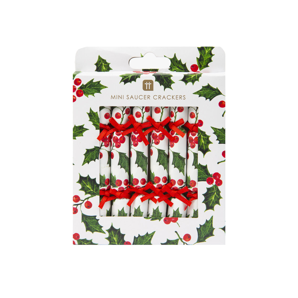 Holly Christmas Saucer Crackers - 10 Pack Display | Christmas Decor |