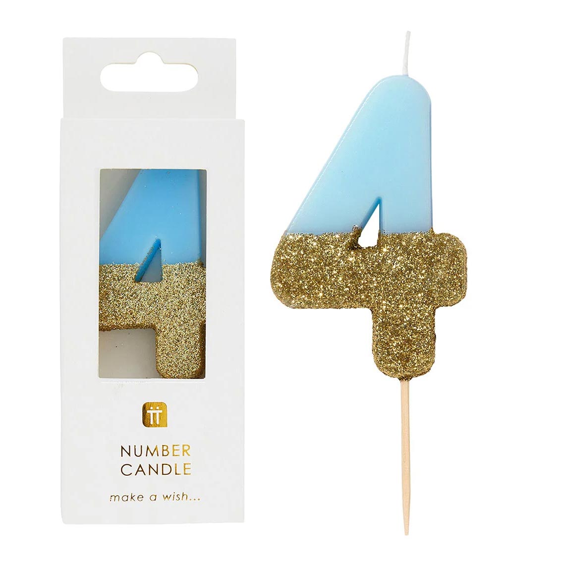 Blue Glitter Number Birthday Candles
