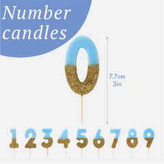 Blue Glitter Number Candle - 9
