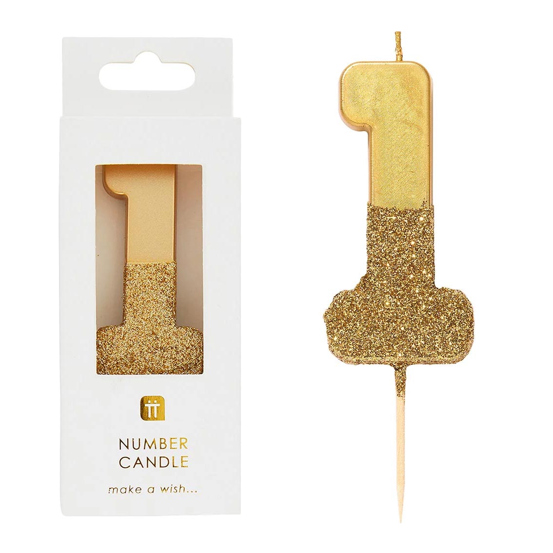 Gold Glitter Number Birthday Candles