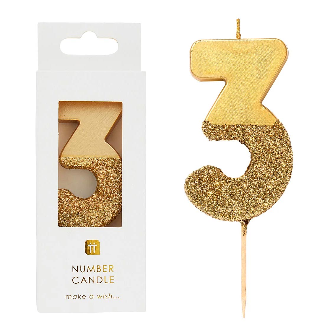 Gold Glitter Number Birthday Candles