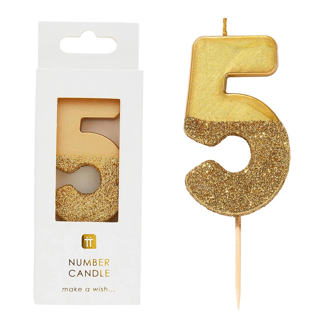 Gold Glitter Number Birthday Candles