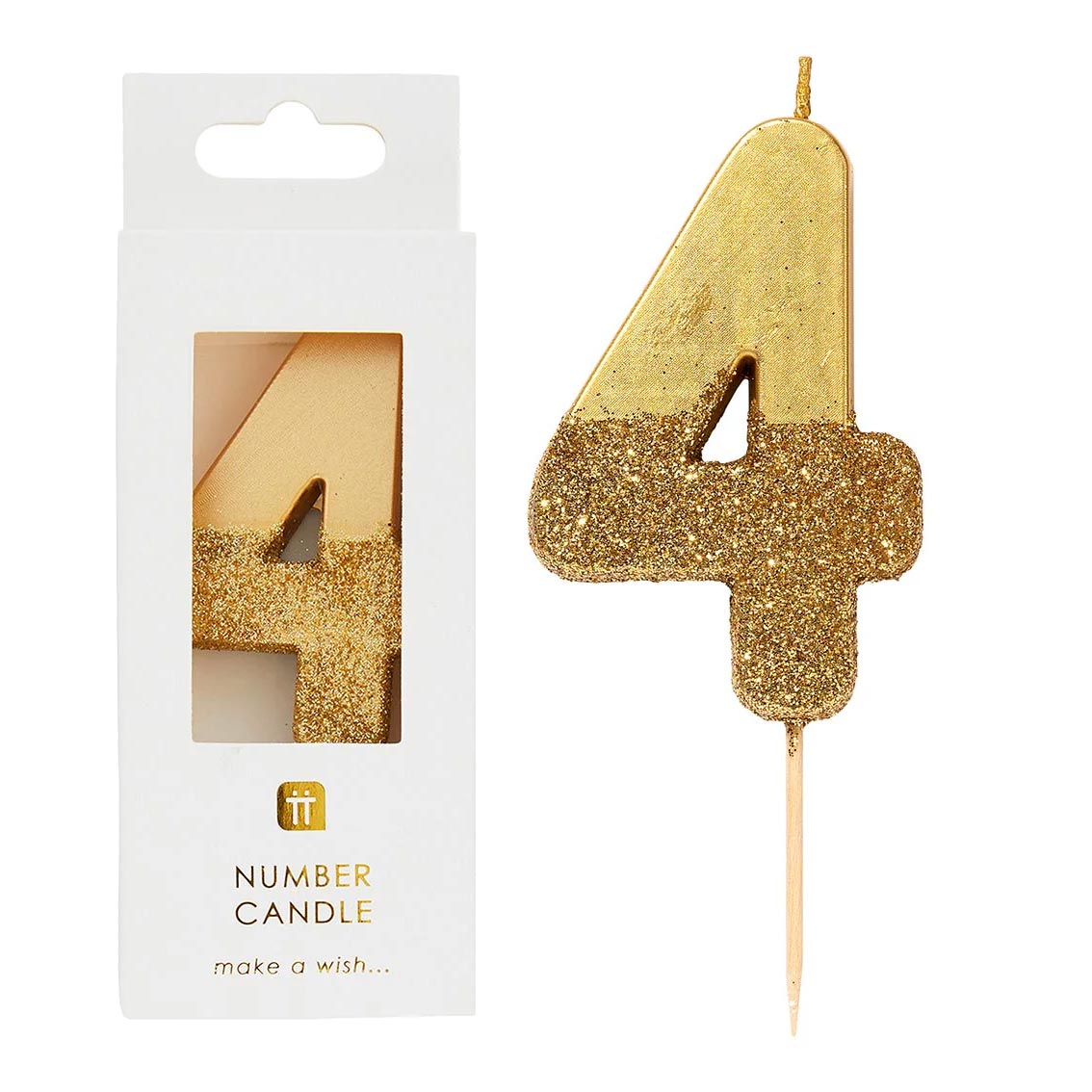 Gold Glitter Number Birthday Candles