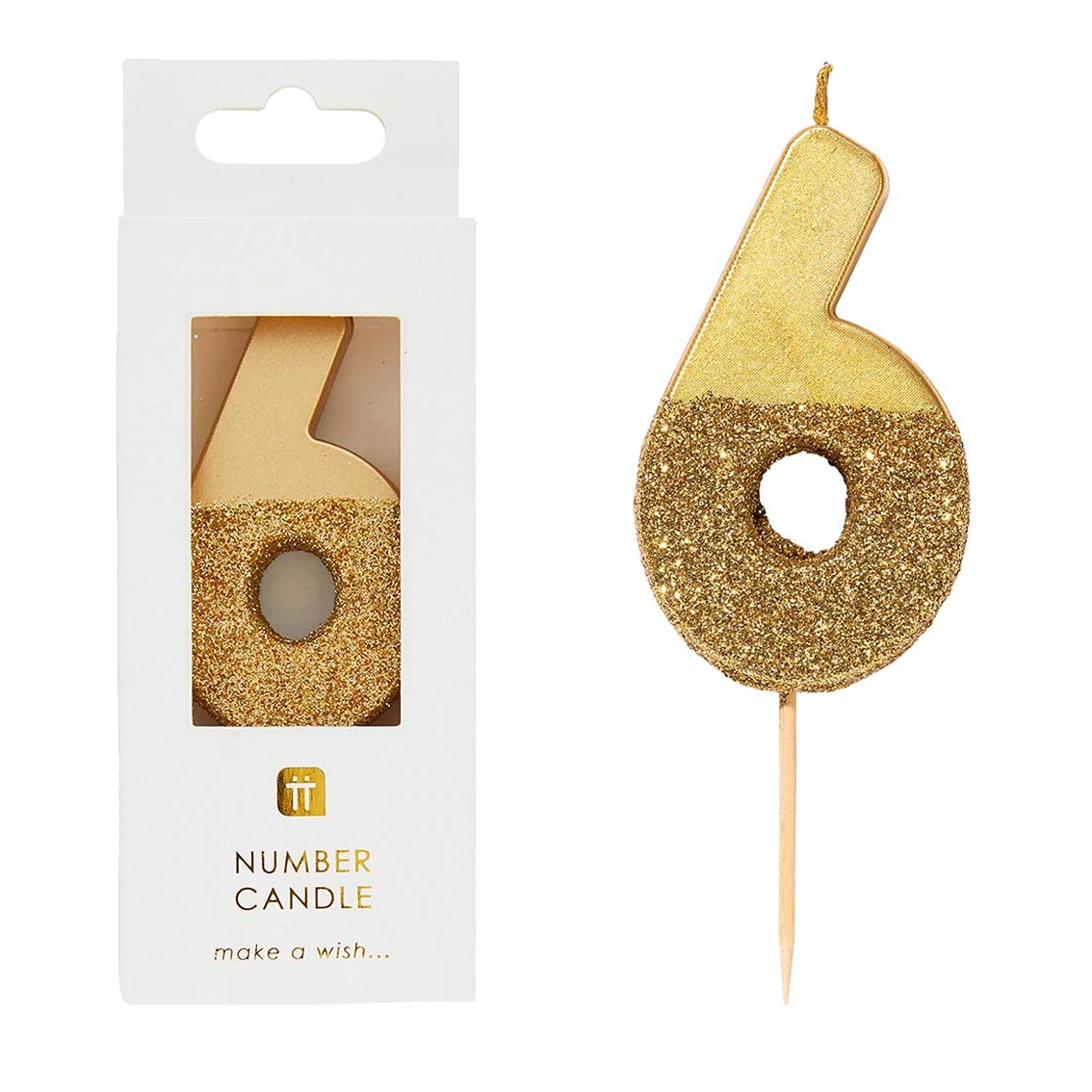 Gold Glitter Number Birthday Candles