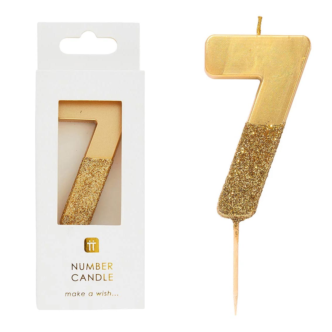 Gold Glitter Number Birthday Candles