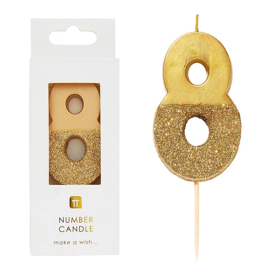 Gold Glitter Number Birthday Candles