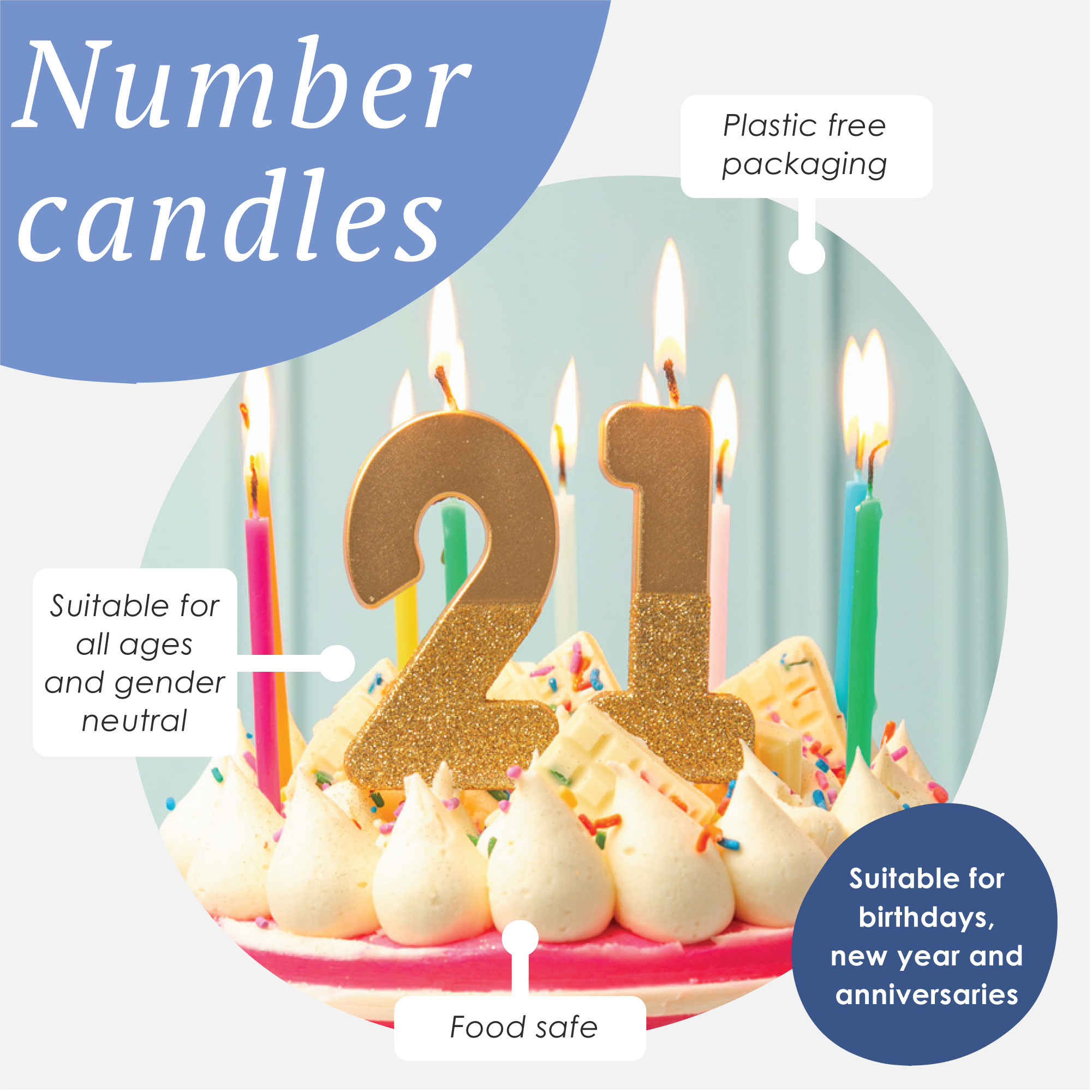 Gold Glitter Number Candle - 4