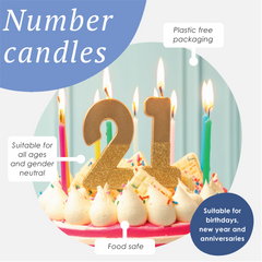 Gold Glitter Number Candle - 9