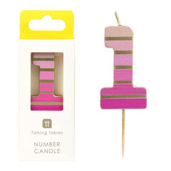 Number 1 Striped Birthday Candle