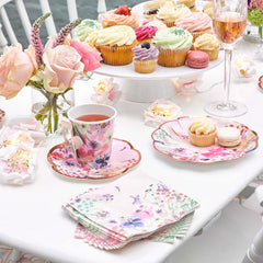 Floral Cup and Saucer Set - 12 Pack