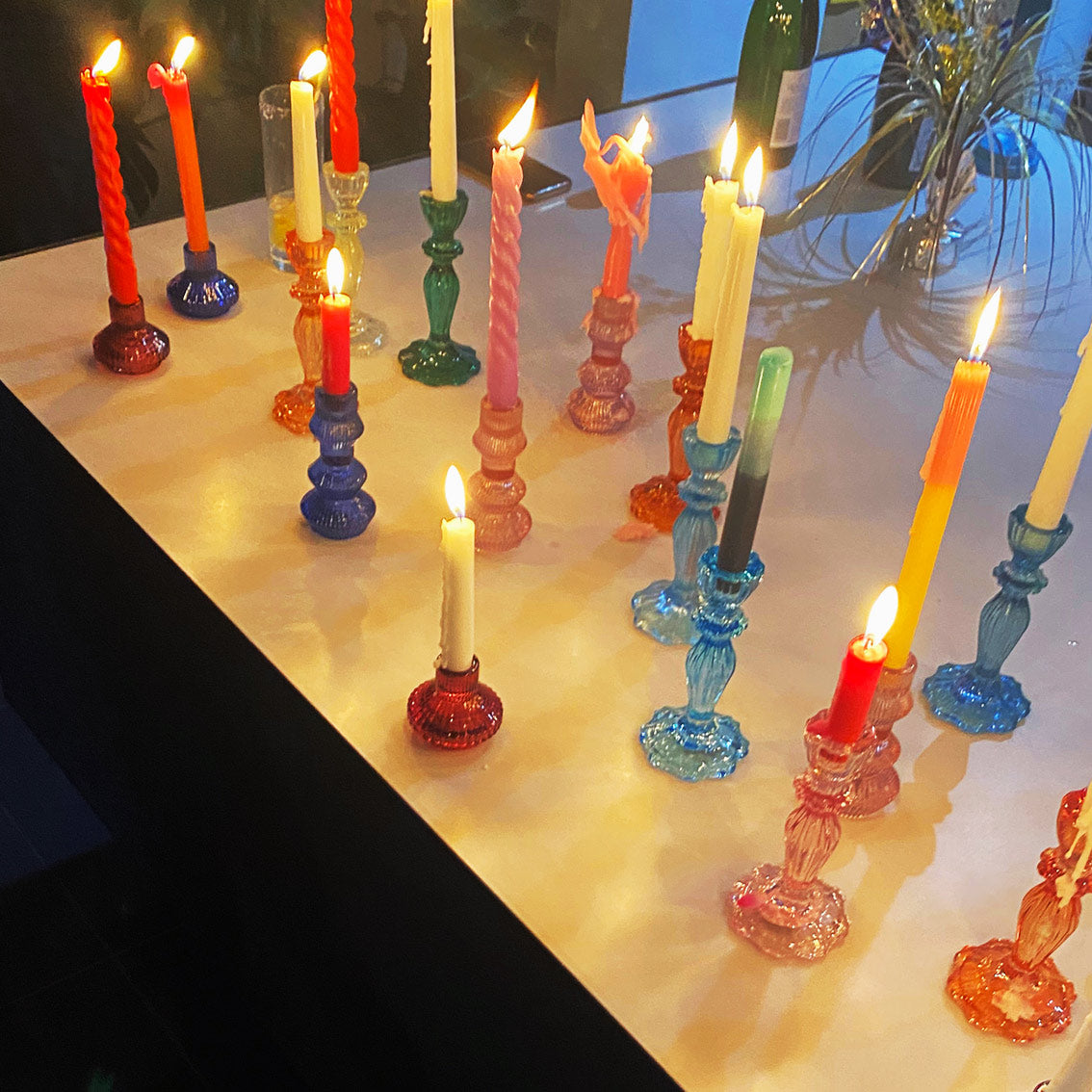 Mixed Colour Glass Candle Holder Starter Set | Outdoor Dining Decor |