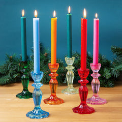 Dark Green Glass Candlestick Holder | Dinner Party Decor |