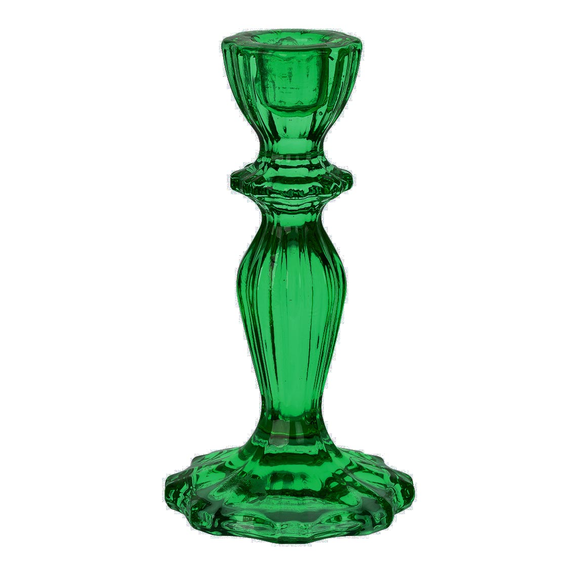 Dark Green Glass Candlestick Holder | Dinner Party Decor |