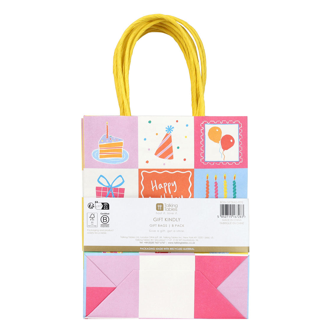 Happy Birthday Icons Gift Bags - 8 Pack | Birthday Decor |