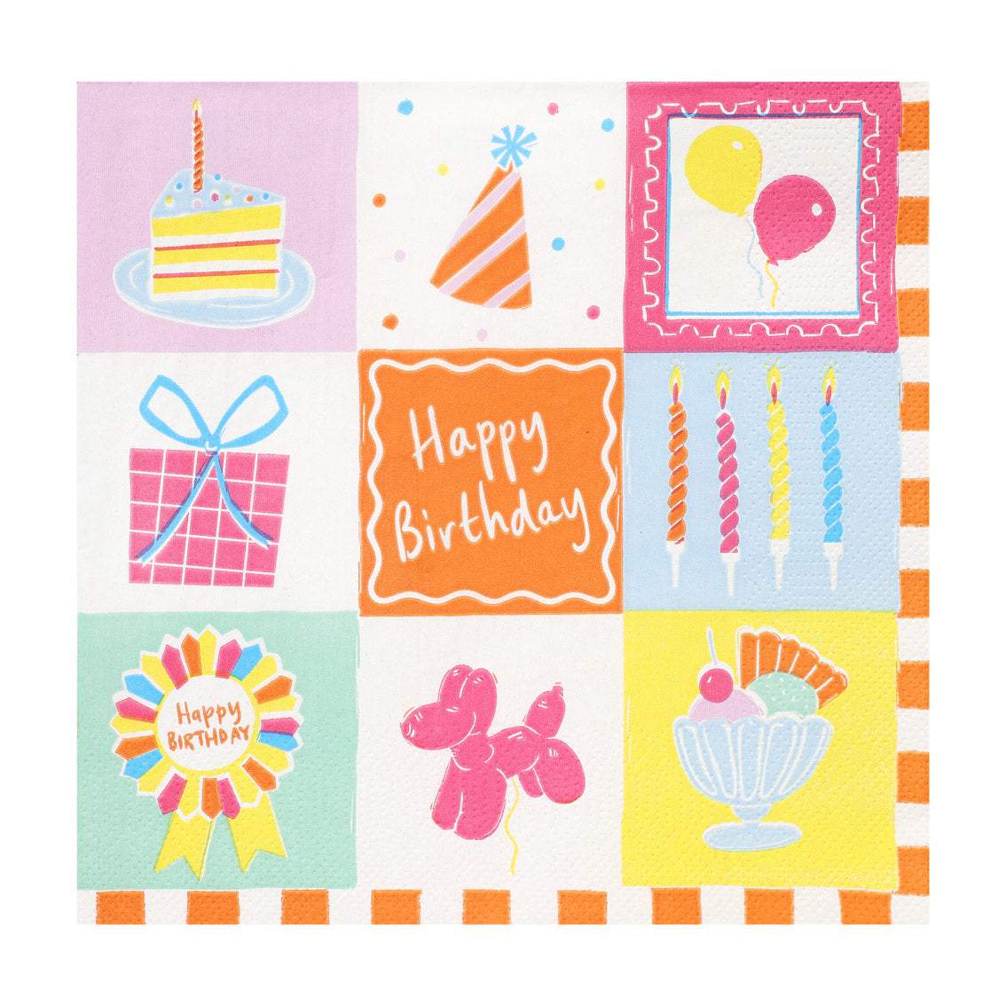 Happy Birthday Icons Paper Napkins - 20 Pack | Party Supplies |