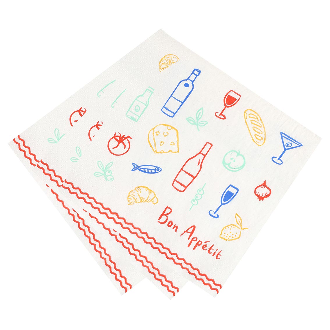 Bon Appetit Icons Recycled Paper Napkins - 20 Pack | Summer Decor |
