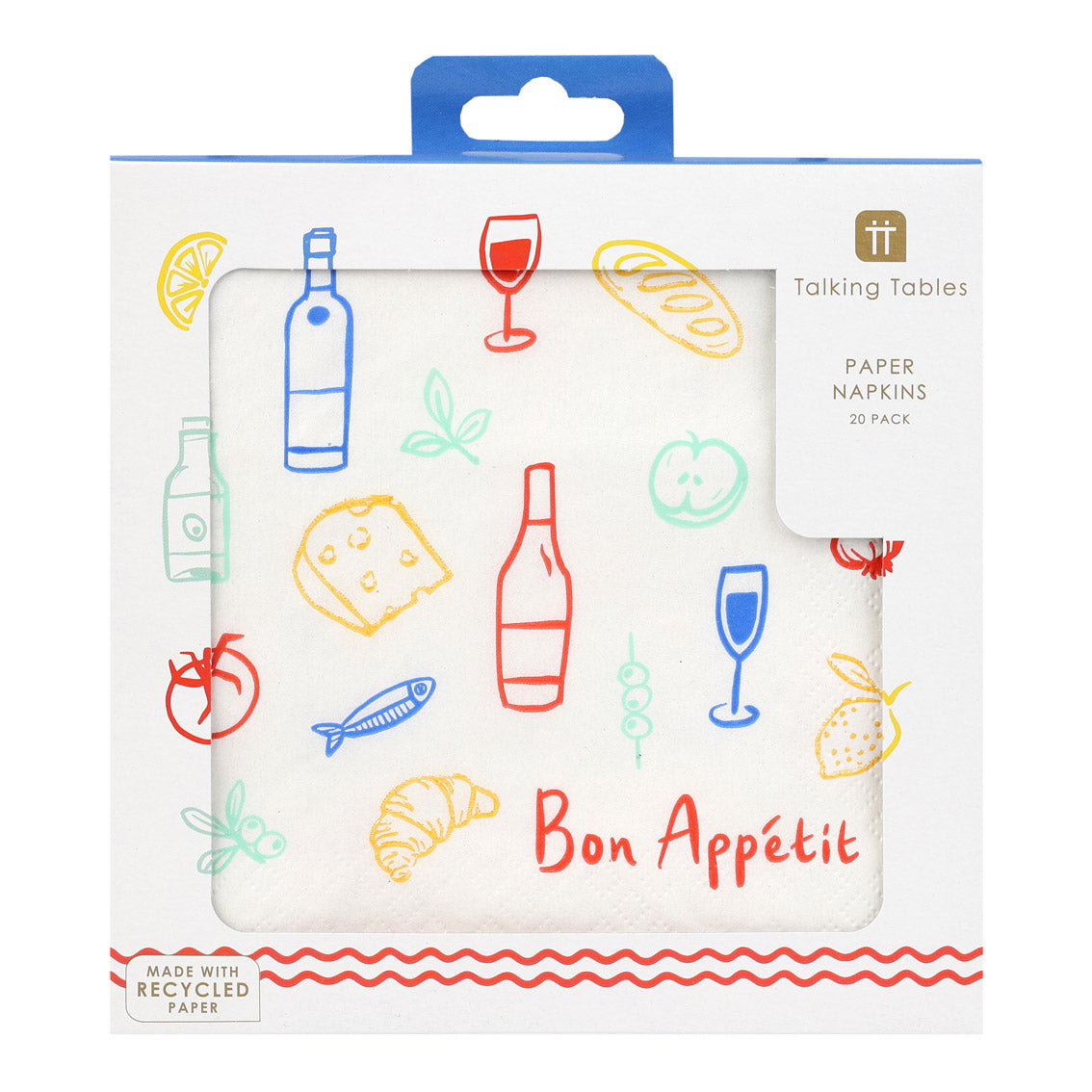 Bon Appetit Icons Recycled Paper Napkins - 20 Pack | Summer Decor |