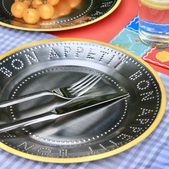 Bon Appetit Yellow Stainless Steel Reusable Plate - 25cm | Summer Plates |