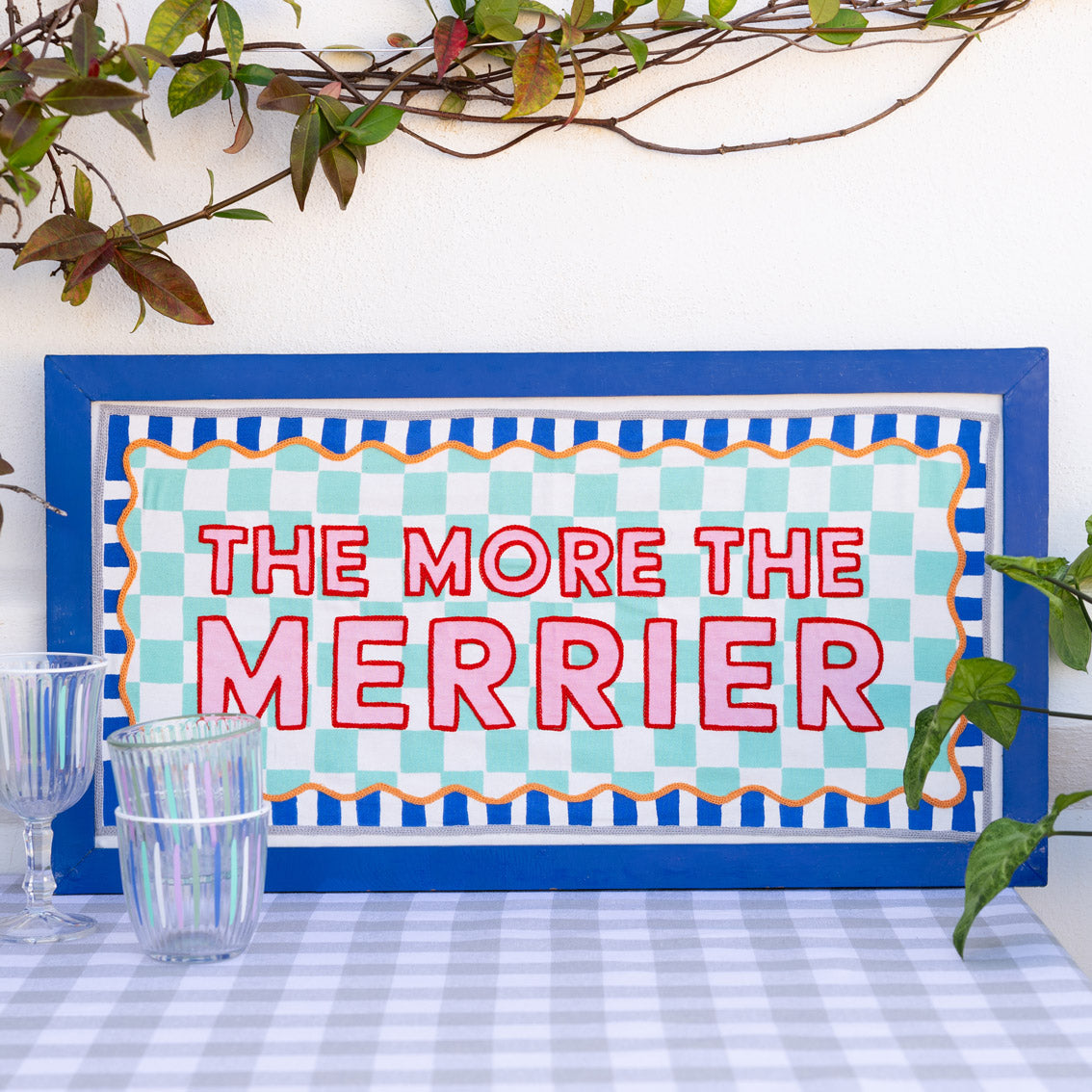 Blue & White Striped Wine Glasses | Summer Glassware |