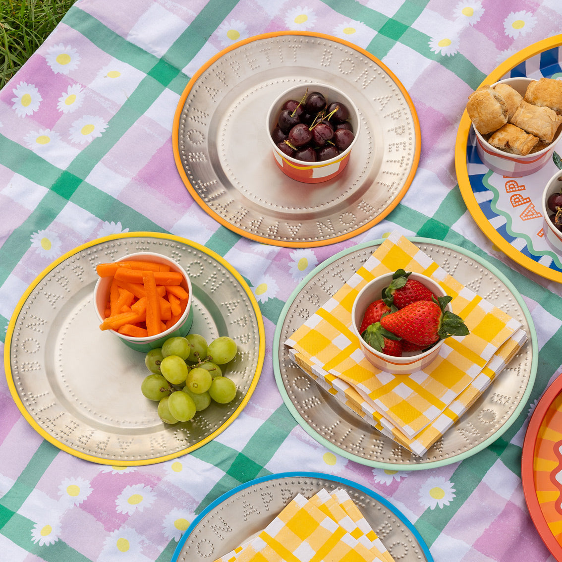 Bon Appetit Yellow Stainless Steel Reusable Plate - 25cm | Summer Plates |