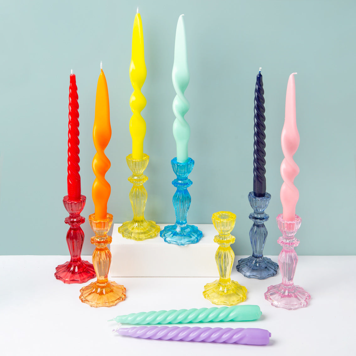 Mixed Colour Glass Candle Holder Starter Set | Outdoor Dining Decor |