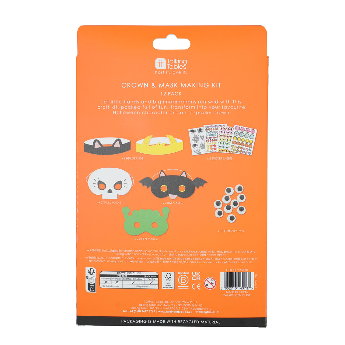 Halloween Masks & Headband Kit - 12 Pack | Halloween Decor |