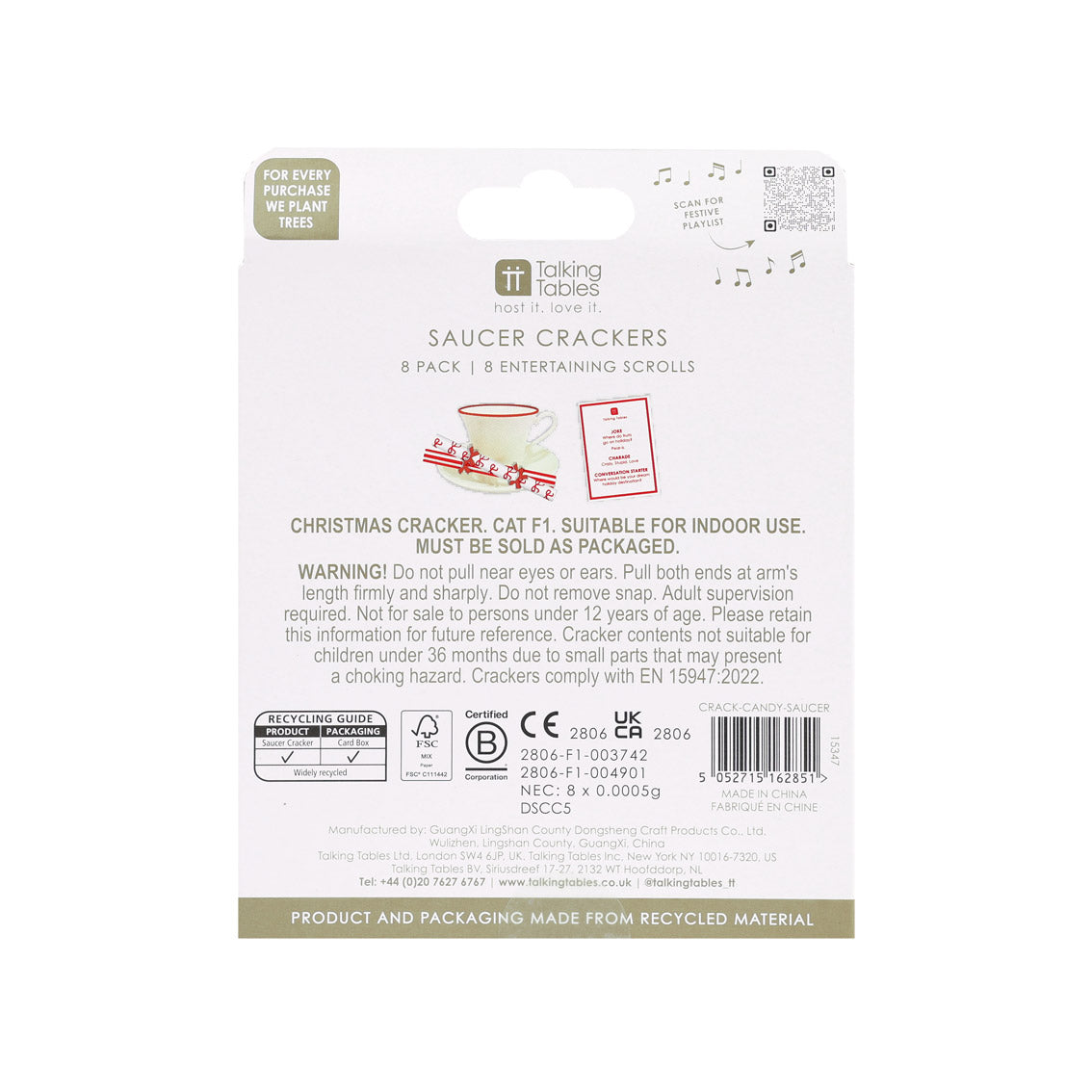 Bow Christmas Saucer Crackers - 10 Pack Display | Christmas Decor |