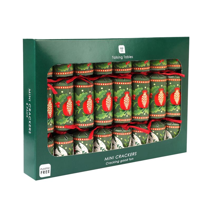Green Mini Christmas Crackers - 8 Pack | Christmas Decor |