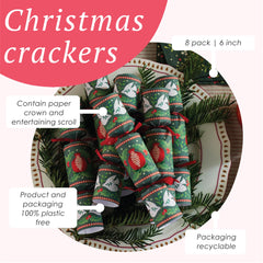 Green Mini Christmas Crackers - 8 Pack | Christmas Decor |