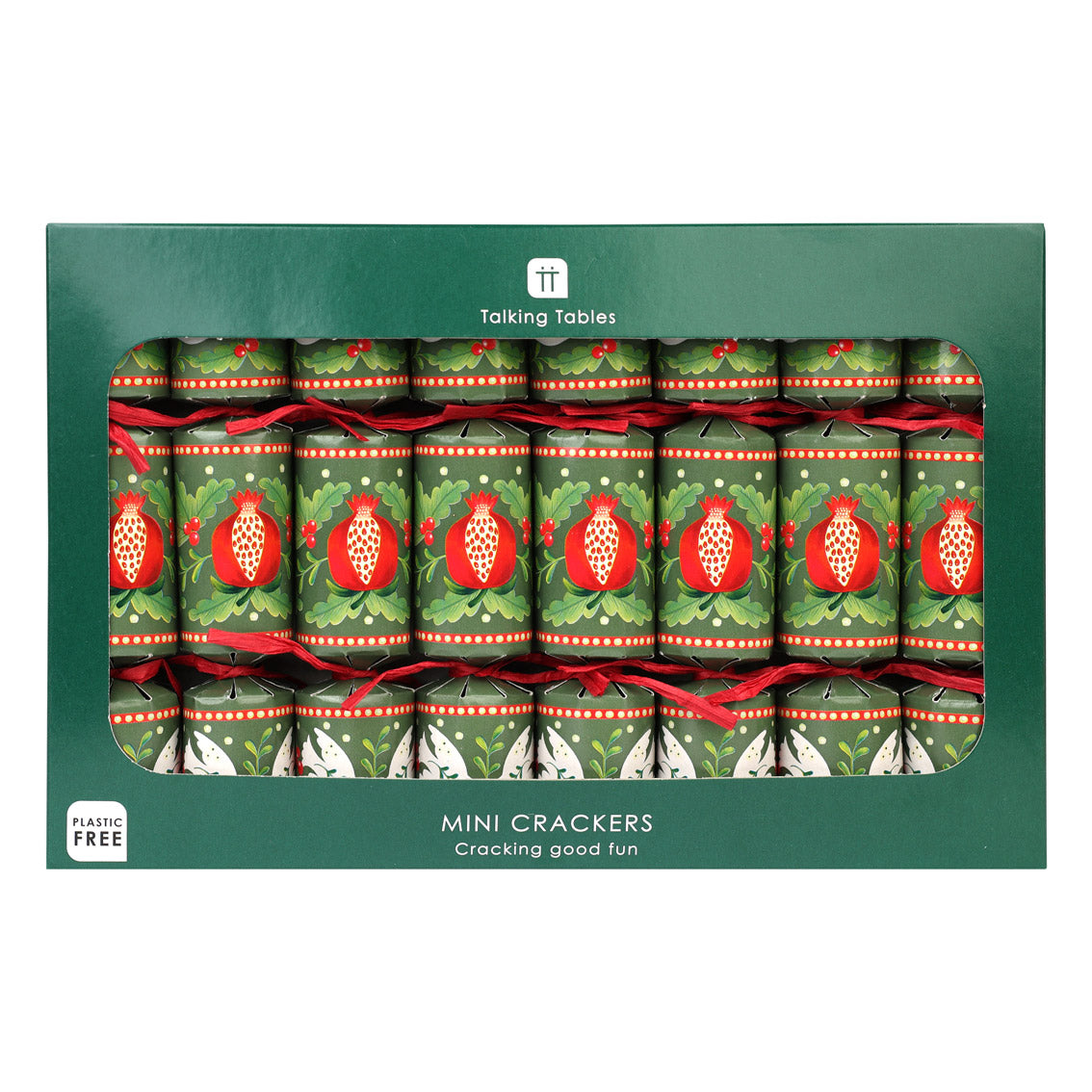 Green Mini Christmas Crackers - 8 Pack | Christmas Decor |